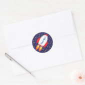 Sticker Rond Space Rocket Ship Anniversaire (Enveloppe)