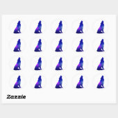 Sticker Rond Space Wolf howling (Feuille)