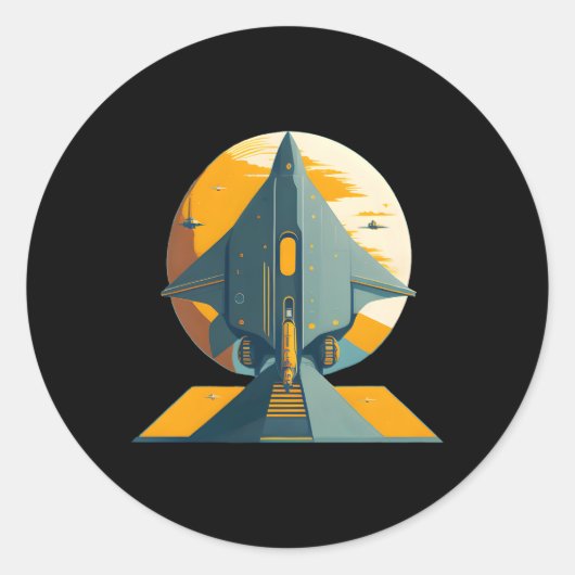 Sticker Rond Spacecraft Science-Fiction (Devant)