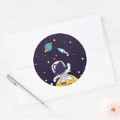 Sticker Rond Spaceman Explorant L'Espace (Enveloppe)