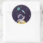 Sticker Rond Spaceman Explorant L'Espace (Sac)