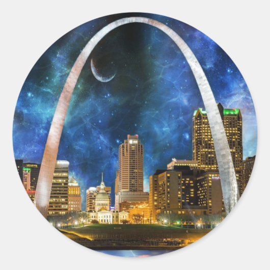 Sticker Rond Spacey St. Louis Skyline (Devant)