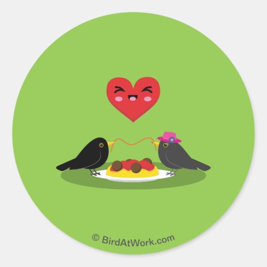 Sticker Rond Spaghetti Meatballs Date romantique (Devant)