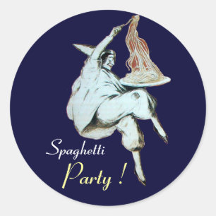 Sticker Rond SPAGHETTI PARTY CUISINE ITALIENNE, RESTAURANT bleu