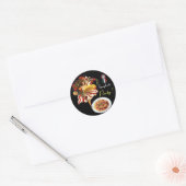 STICKER ROND SPAGHETTI PARTY DANCE, CUISINE ITALIENNE ET TOMATE (Enveloppe)