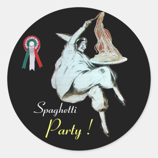 Sticker Rond SPAGHETTI PARTY ITALIAN KITCHEN, RESTAURANT noir (Devant)