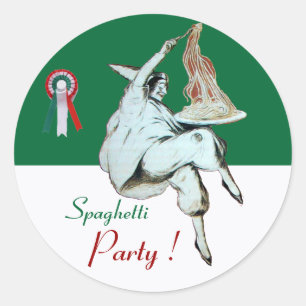 Sticker Rond SPAGHETTI PARTY ITALIAN KITCHEN, RESTAURANT vert
