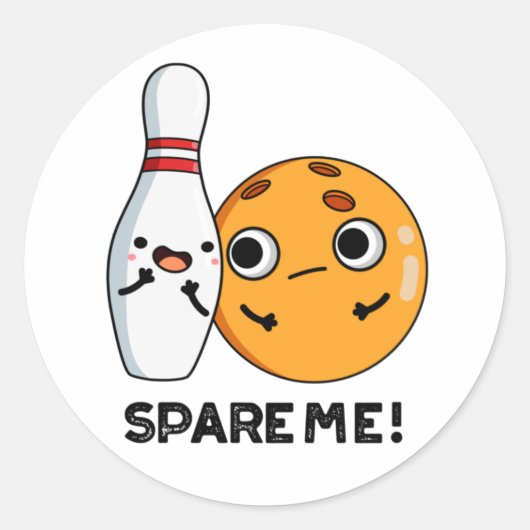 Sticker Rond Spare Me Funny Sports Bowling Pun (Devant)
