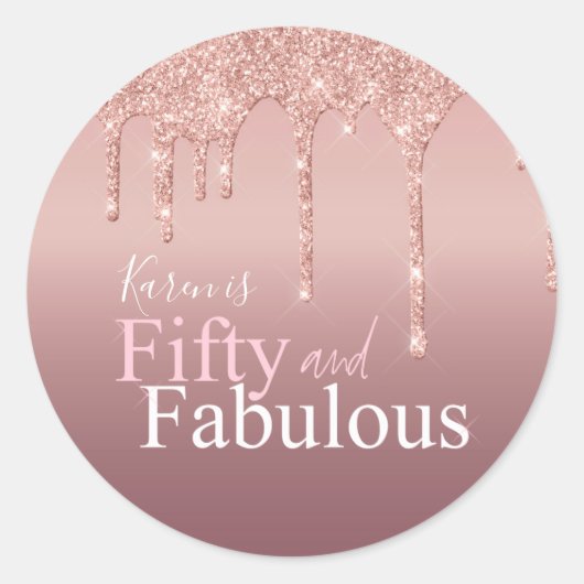 Sticker Rond Sparkle Cinquante et Fabulous Parties scintillant  (Devant)
