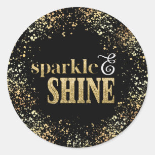 Sticker Rond Sparkle Shine Gold typographie Confetti Holiday
