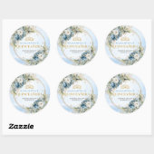 Sticker Rond Sparkling Dusty Blue Gold Greenery 15th Birthday   (Feuille)