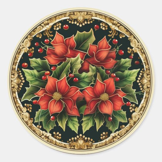 Sticker Rond Sparkling Holly et Ivy Poinsettia (Devant)