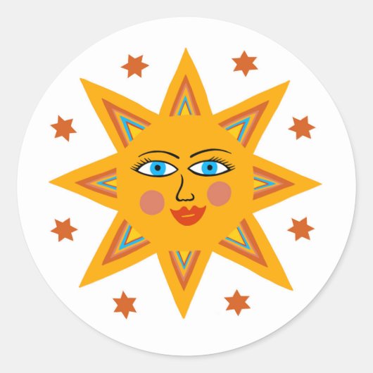 Sticker Rond Sparkling Sun mignon coloré et amusant (Devant)