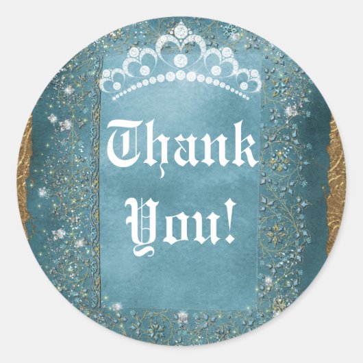 Sticker Rond Sparkling turquoise & Gold Diamond Tiara Scroll Pa (Devant)