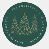 Sticker Rond Sparkling Winter Pine Holiday Adresse de retour (Devant)