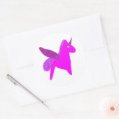 Sticker Rond Sparkly magenta unicorn glitter pegasus (Enveloppe)