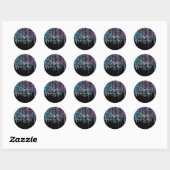 Sticker Rond Sparkly Rainbow String Lights Black 80th Birthday (Feuille)