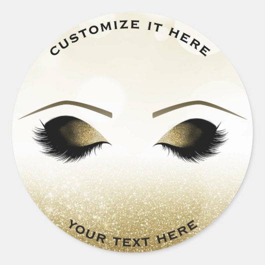 Sticker Rond Sparkter Glitter Gold Maquillage Eyelashes Glam Pe (Devant)