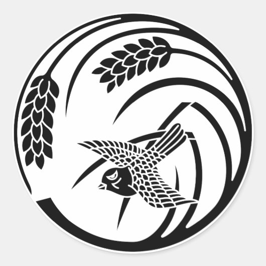 Sticker Rond Sparrow in rice-plant (Devant)