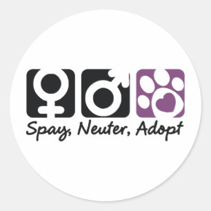 Sticker Rond Spay, Neuter, Adopter