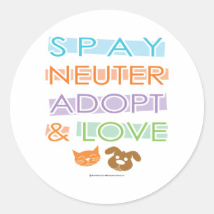 Sticker Rond Spay Neuter Adopter l'amour