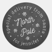 Sticker Rond Special Delivery From Santa North Pole Christmas (Devant)