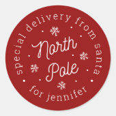 Sticker Rond Special Delivery From Santa North Pole Christmas (Devant)