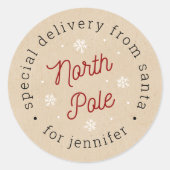 Sticker Rond Special Delivery From Santa North Pole Christmas (Devant)