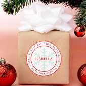 Sticker Rond Special Delivery from Santa North Pole Kid Name