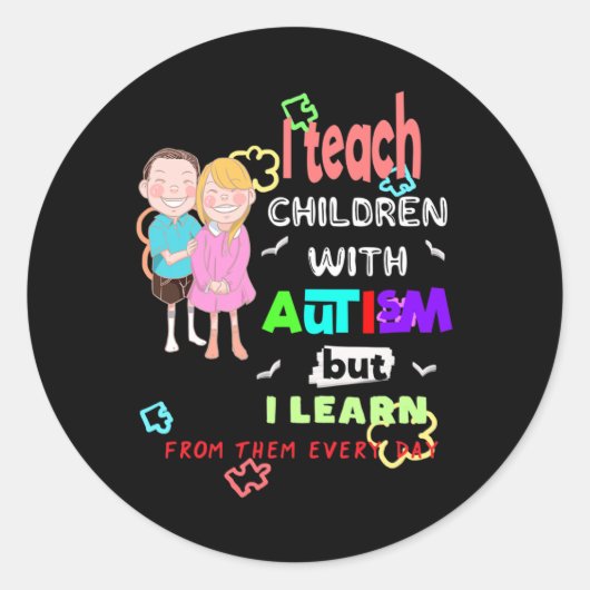 Sticker Rond Spécial Ed Sped Enseignant Enseigner Cool Autisme (Devant)