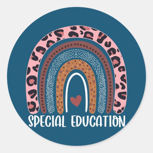 Sticker Rond Special Education Teacher SPED Leopard Boho (Devant)