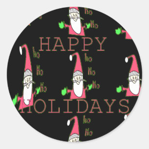 Sticker Rond Special Happy Holidays Ho Ho Ho Ink Sketch Père No