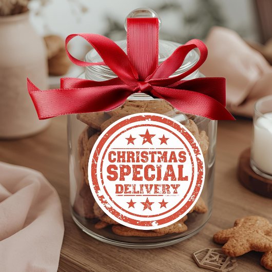 Sticker Rond Spécial Noël Vintage Livraison Spéciale