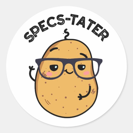 Sticker Rond Specs-tato Funny Potato Spectacle Pun (Devant)