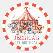 Sticker Rond Spectacle du Carnaval de cirque & Animaux Fête d'a (Devant)