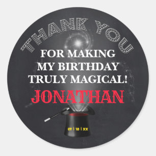 Sticker Rond Spectacle magique Merci d'anniversaire