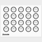 Sticker Rond Spectacles Graves | Le sourire minimal du Merci (Feuille)