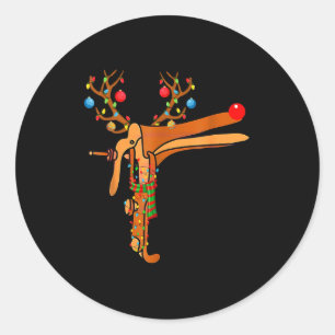 Sticker Rond Spéculum de Noël Renne Drôle Noël Infirmière Sage-