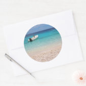 Sticker Rond Speedboat dans la mer bleue (Enveloppe)