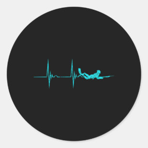 Sticker Rond SpeFishing Hebeat Ekg Pulse Dive Spearfisher Hun