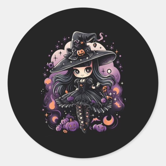 Sticker Rond Spellbound Spirits Halloween Witch Art (Devant)