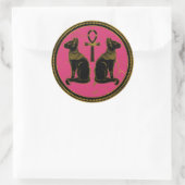Sticker Rond Sphynx Black & Gold chat égyptien fuchsia (Sac)