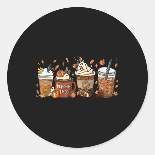 Sticker Rond Spice Latte Fall Café Citrouille Spice Thanksgivin (Devant)