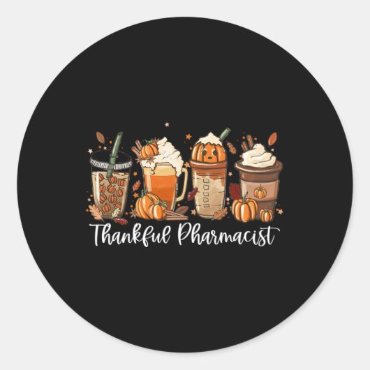 Sticker Rond Spice Latte Fall Café Lover Thankful Pharmacist (Devant)