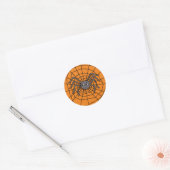 Sticker Rond Spider dans Spider Web Halloween Éffrayant Party (Enveloppe)