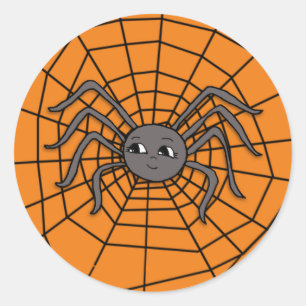 Sticker Rond Spider dans Spider Web Halloween Éffrayant Party