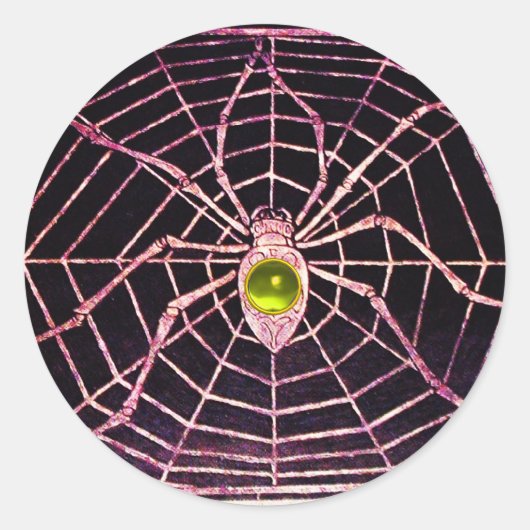 Sticker Rond SPIDER ET WEB Jaune Topaz Noir (Devant)