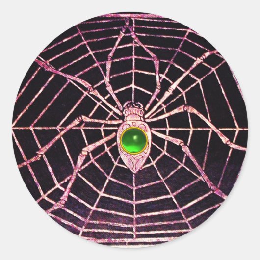 Sticker Rond SPIDER ET WEB Vert Émeraude Noir (Devant)
