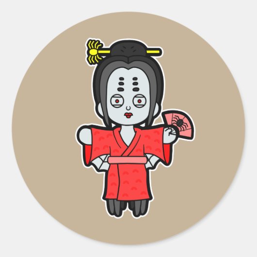 Sticker Rond Spider Lady Jorogumo - Yokai japonais (Devant)