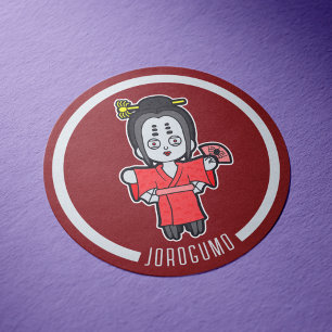 Sticker Rond Spider Lady Jorogumo   Yokai japonais